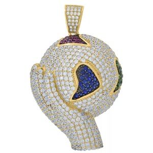 925 Sterling Silver Globe In Hand Pendant w/Chain